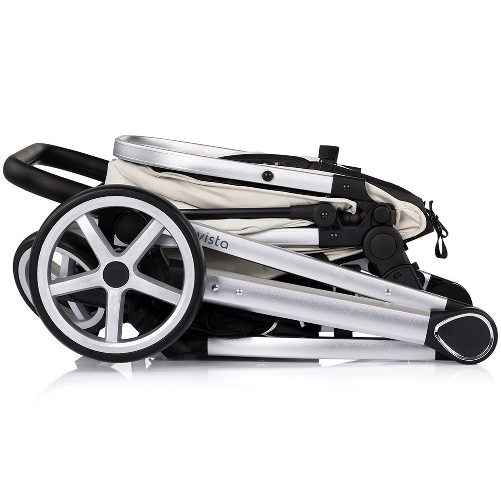 CHIPOLINO Carucior 3 in 1 pentru copii Vista Biscotta transformabil cadru din aluminiu sezut reversibil maner reglabil suspensii husa de picioare geanta greutate suportata 22 kg