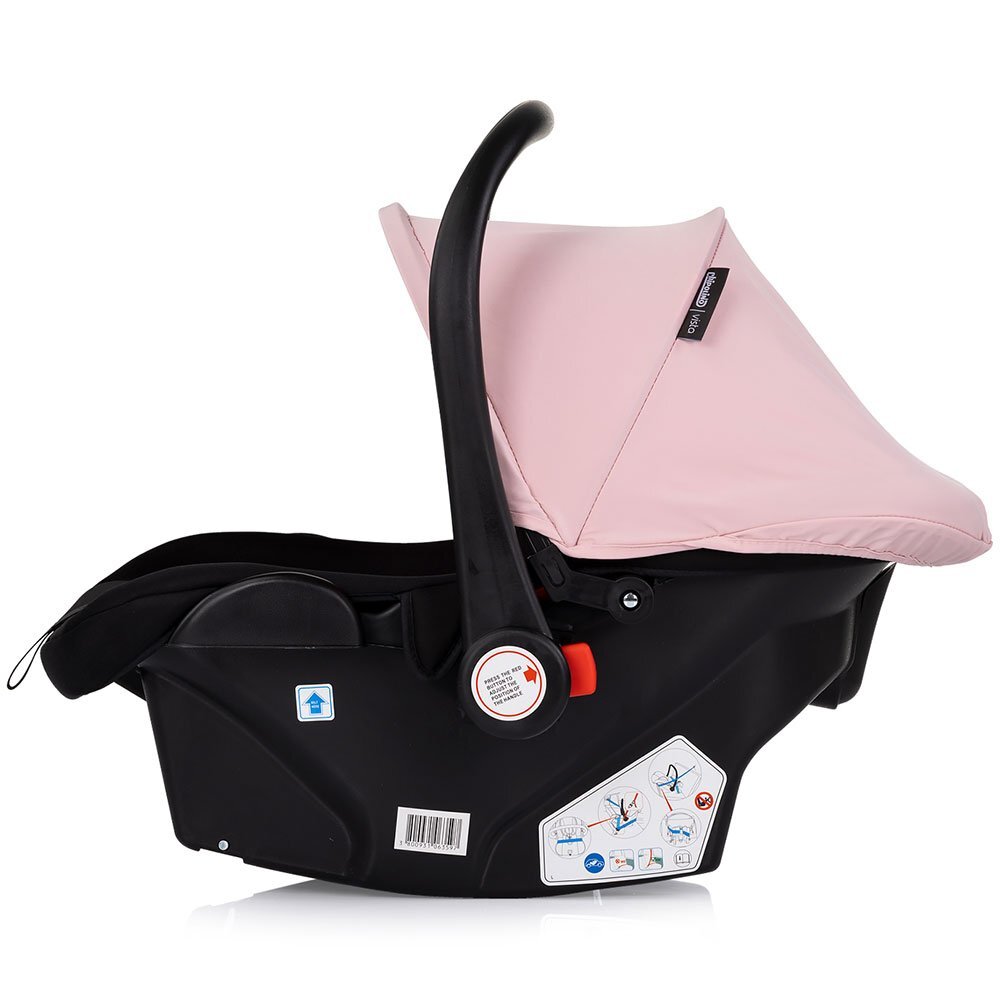 CHIPOLINO Carucior 3 in 1 pentru copii Vista Pink Marshmallow transformabil cadru din aluminiu sezut reversibil maner reglabil suspensii husa de picioare geanta greutate suportata 22 kg