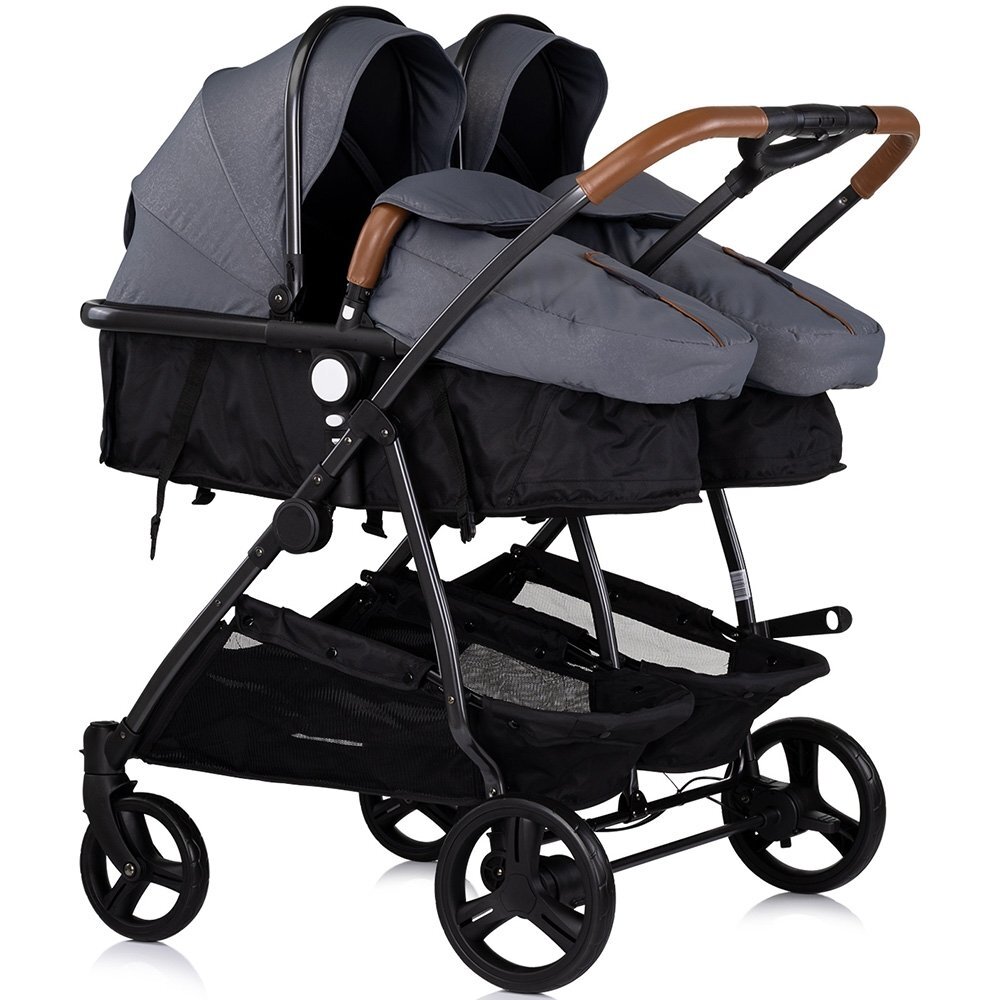 CHIPOLINO Carucior gemeni Duo Smart 3 in 1 cloud Cadru aluminiu pliere compacta Suspensii si frana Spartar reglabil accesorii incluse