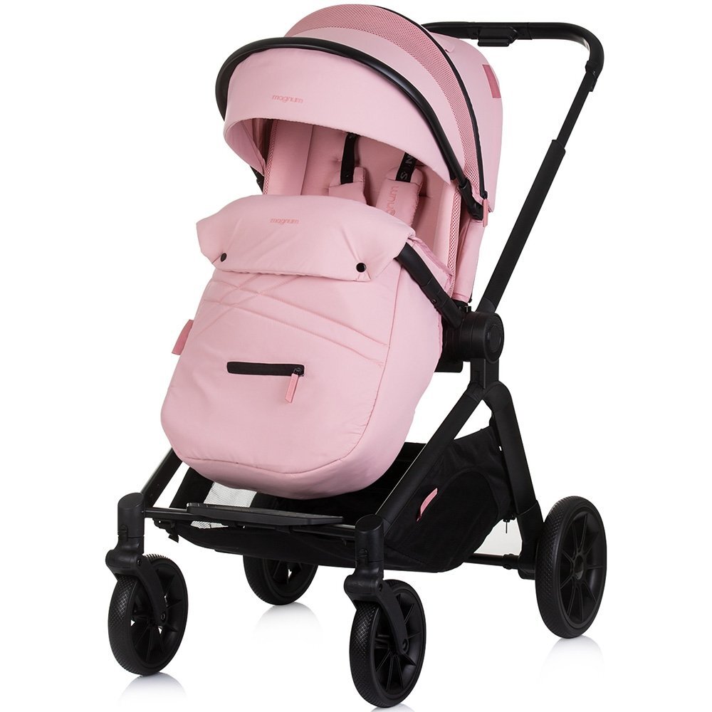 CHIPOLINO Carucior Magnum 3 in 1 pink marshmallow cu suspensii cadru din aluminiu rucsac husa picioare greutate admisa 22 kg