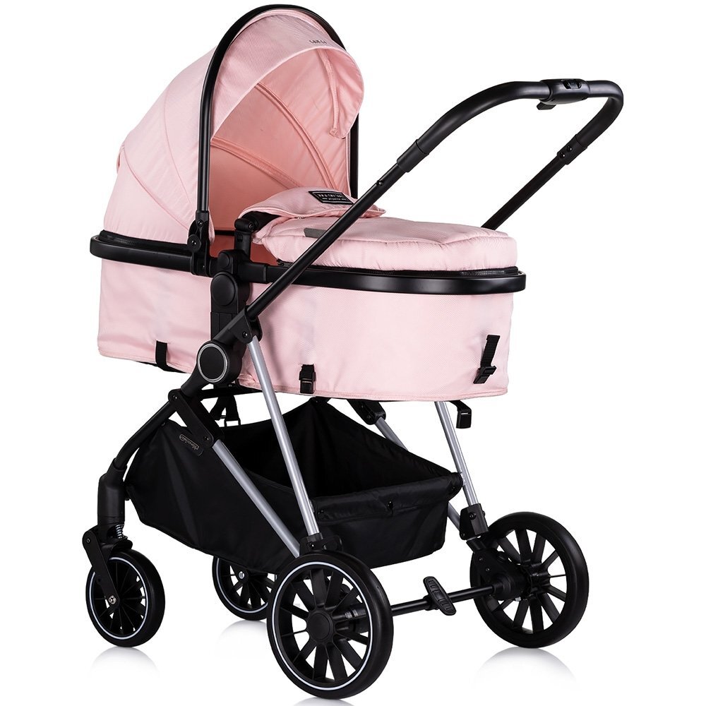 CHIPOLINO Carucior pentru copii Aura 3 in 1 pink marshmallow tranformabil spatar reglabil Suspensii Maner reglabil accesorii incluse