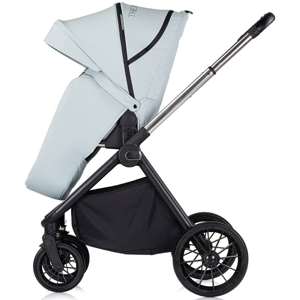 CHIPOLINO Carucior pentru copii Encanto 3 in 1 basil cu spatar reglabil suspensii bara detasabila suport piciare ajustabil maner reglabil si accesorii