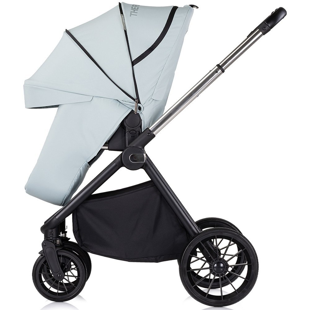 CHIPOLINO Carucior pentru copii Encanto 3 in 1 basil cu spatar reglabil suspensii bara detasabila suport piciare ajustabil maner reglabil si accesorii