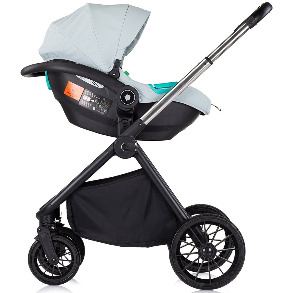 CHIPOLINO Carucior pentru copii Encanto 3 in 1 basil cu spatar reglabil suspensii bara detasabila suport piciare ajustabil maner reglabil si accesorii