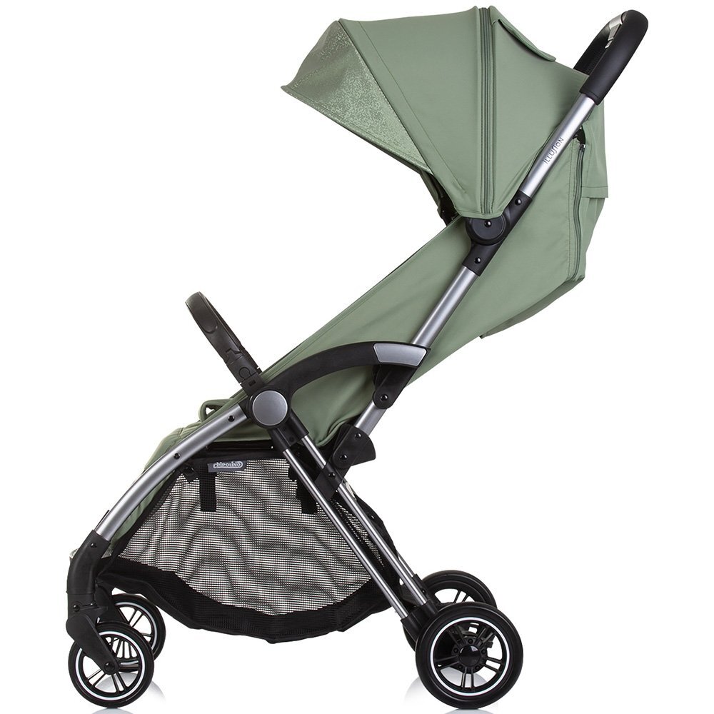 CHIPOLINO Carucior pentru copii Illusion basil Pliere automata Spatar reglabil bara de protectie detasabila Suport picioare reglabil greutate suportata 22 kg