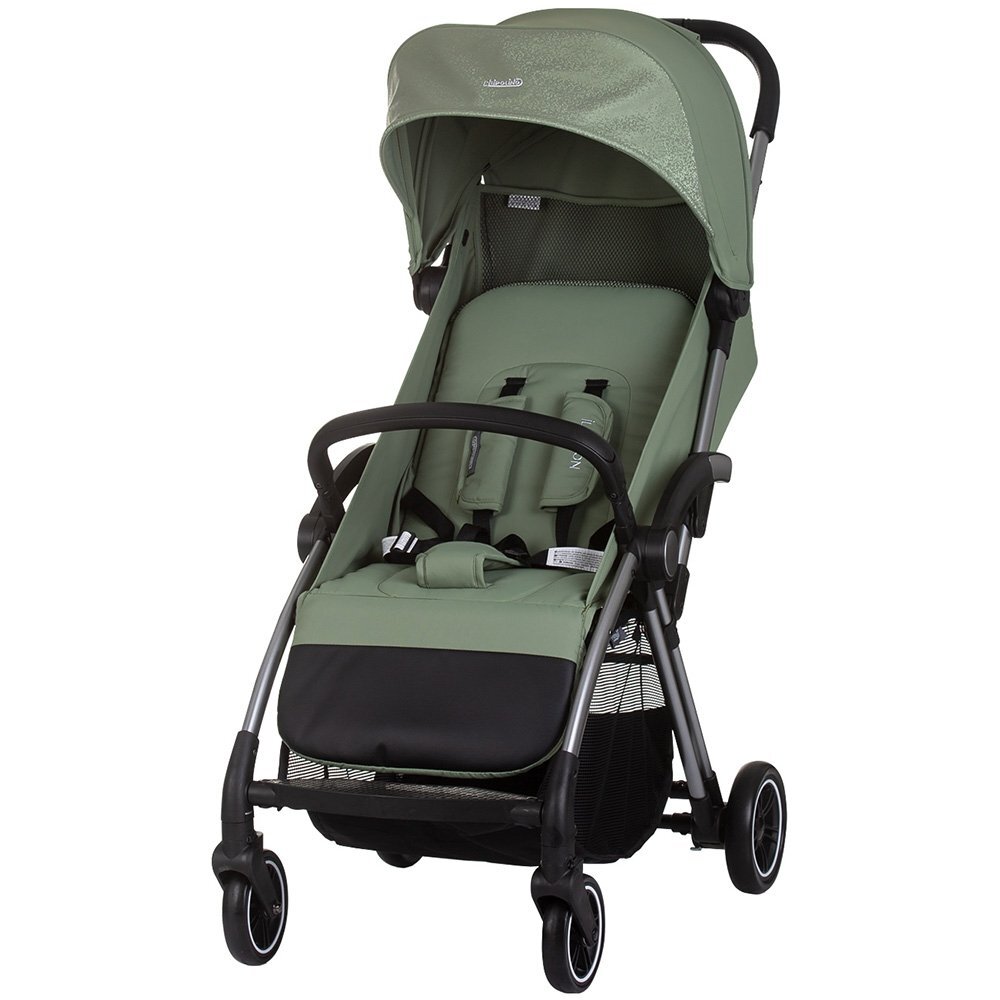 CHIPOLINO Carucior pentru copii Illusion basil Pliere automata Spatar reglabil bara de protectie detasabila Suport picioare reglabil greutate suportata 22 kg