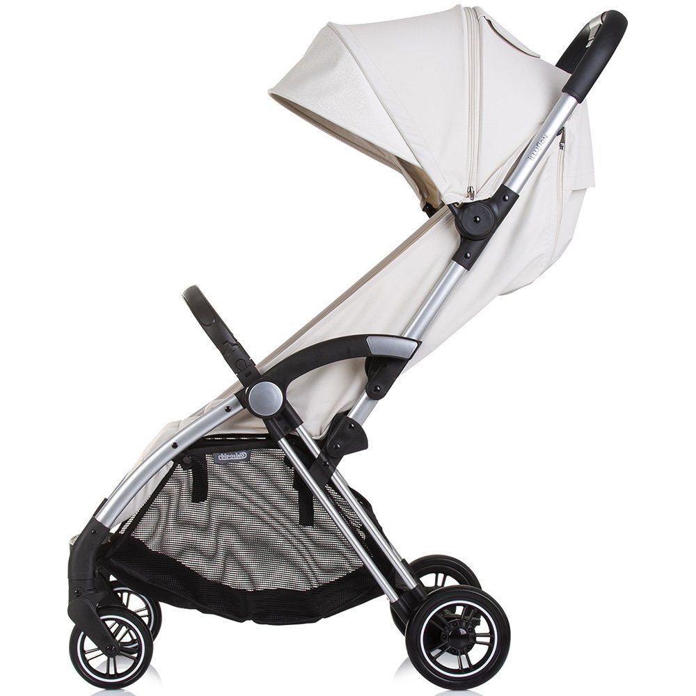 CHIPOLINO Carucior pentru copii Illusion biscotta Pliere automata Spatar reglabil bara de protectie detasabila Suport picioare reglabil greutate suportata 22 kg