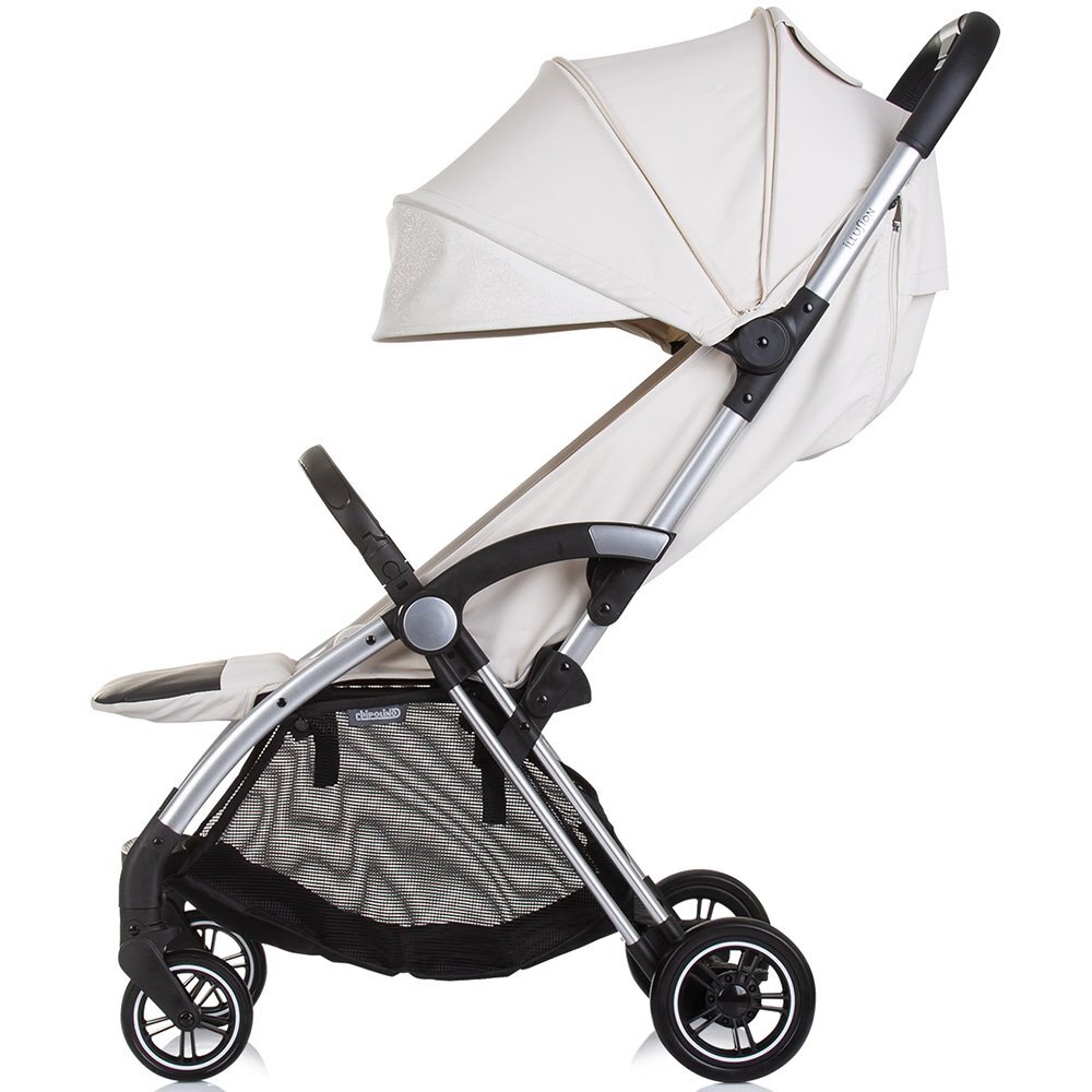 CHIPOLINO Carucior pentru copii Illusion biscotta Pliere automata Spatar reglabil bara de protectie detasabila Suport picioare reglabil greutate suportata 22 kg