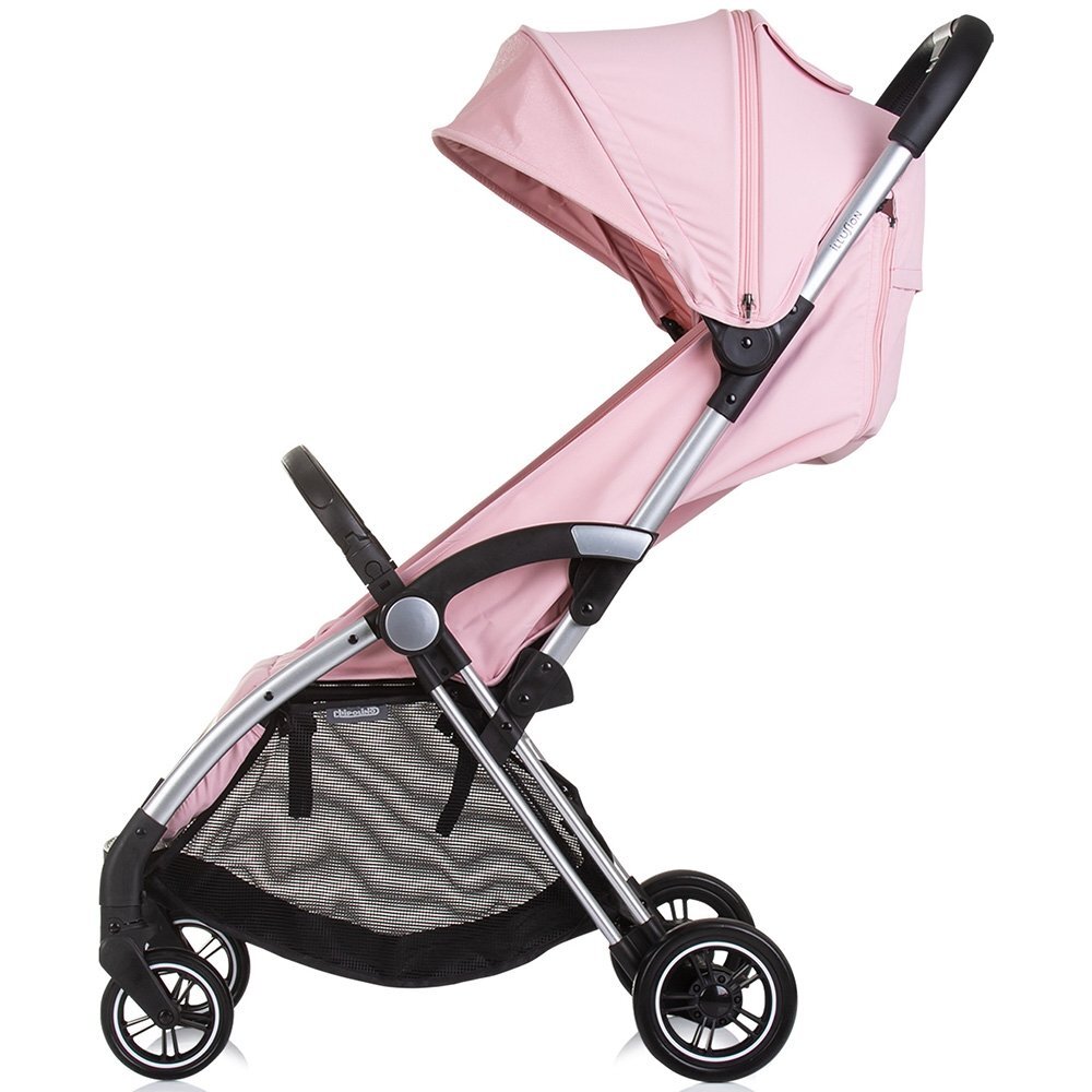 CHIPOLINO Carucior pentru copii Illusion pink marshmallow Pliere automata Spatar reglabil bara de protectie detasabila Suport picioare reglabil greutate suportata 22 kg