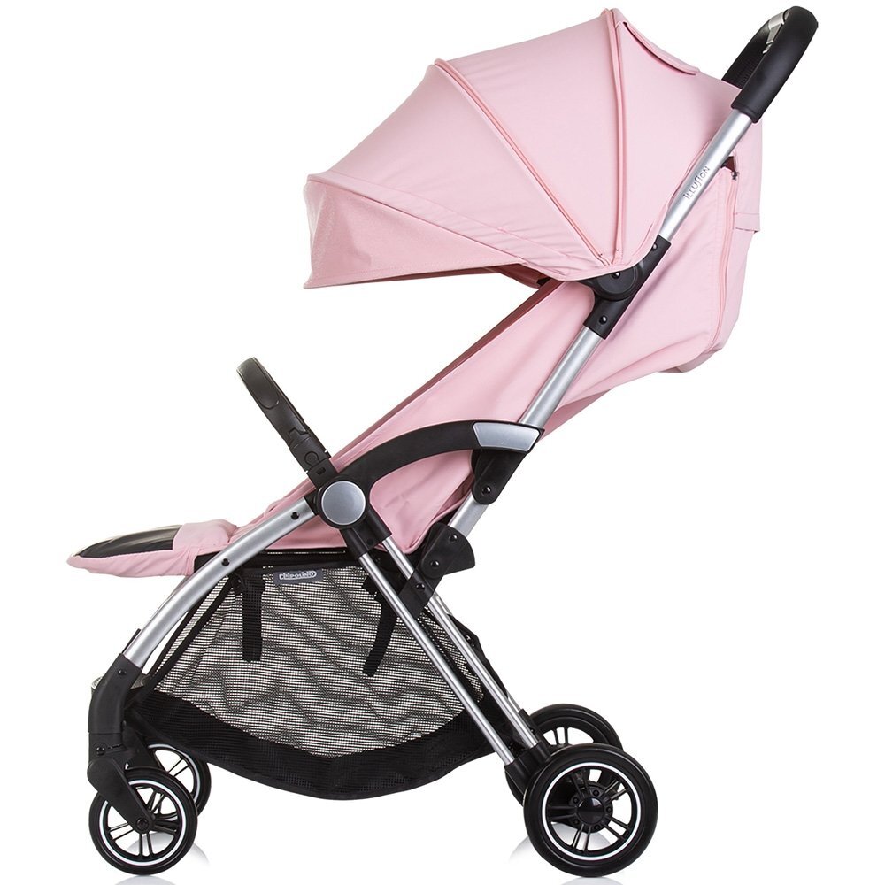 CHIPOLINO Carucior pentru copii Illusion pink marshmallow Pliere automata Spatar reglabil bara de protectie detasabila Suport picioare reglabil greutate suportata 22 kg