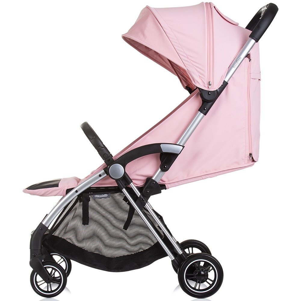 CHIPOLINO Carucior pentru copii Illusion pink marshmallow Pliere automata Spatar reglabil bara de protectie detasabila Suport picioare reglabil greutate suportata 22 kg