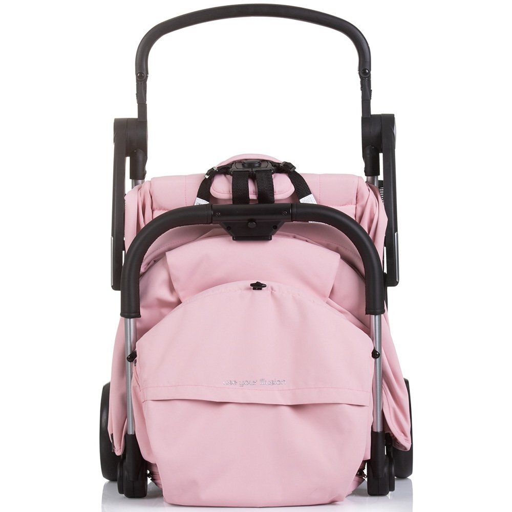 CHIPOLINO Carucior pentru copii Illusion pink marshmallow Pliere automata Spatar reglabil bara de protectie detasabila Suport picioare reglabil greutate suportata 22 kg