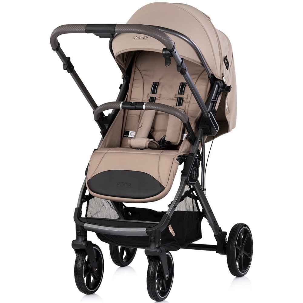 CHIPOLINO Carucior pentru copii Omnia Latte cu maner reversibil suport reglabil pentru picioare roti cu suspensii