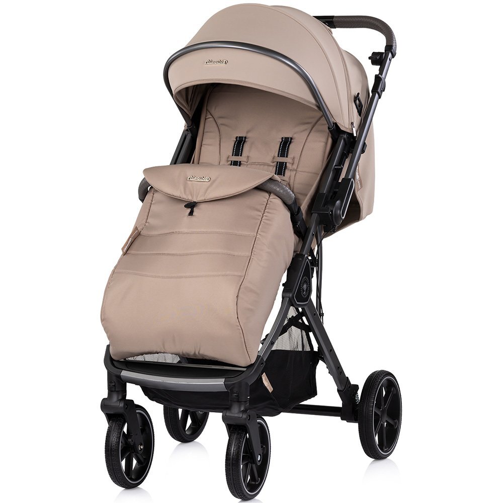 CHIPOLINO Carucior pentru copii Omnia Latte cu maner reversibil suport reglabil pentru picioare roti cu suspensii
