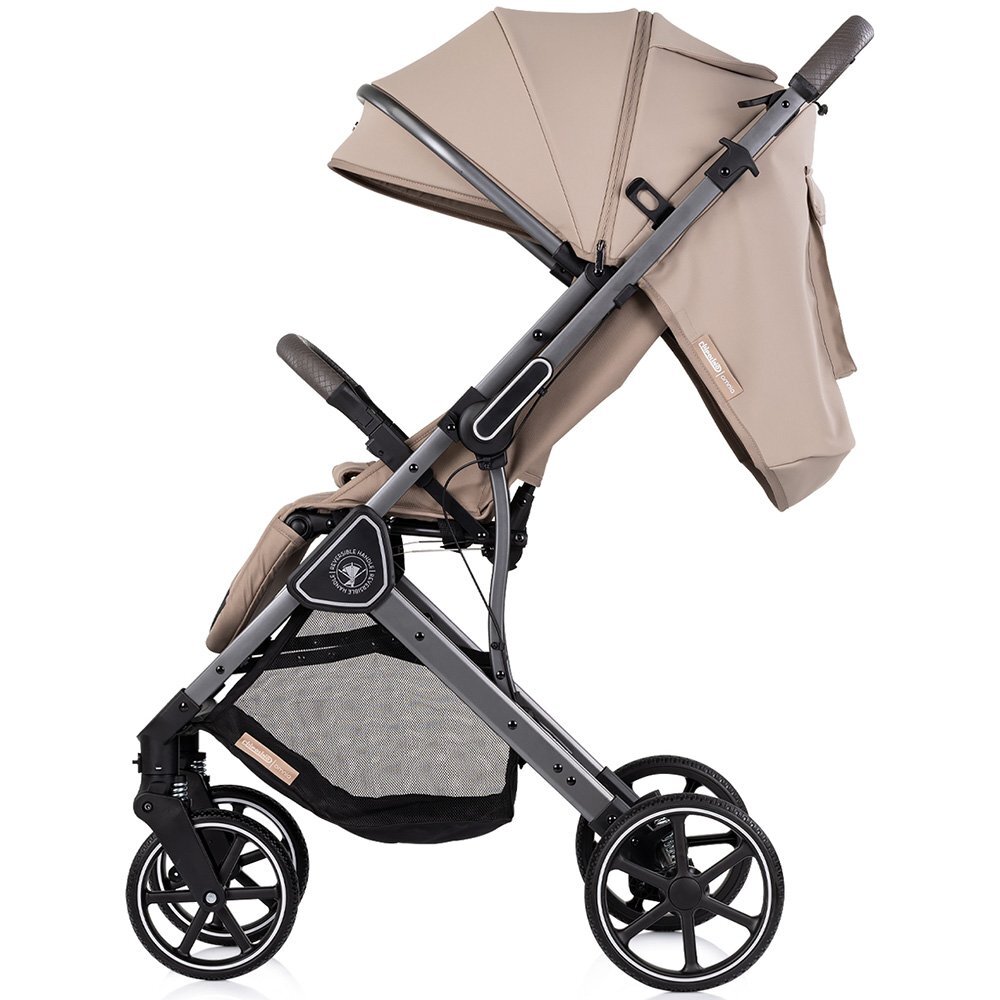 CHIPOLINO Carucior pentru copii Omnia Latte cu maner reversibil suport reglabil pentru picioare roti cu suspensii