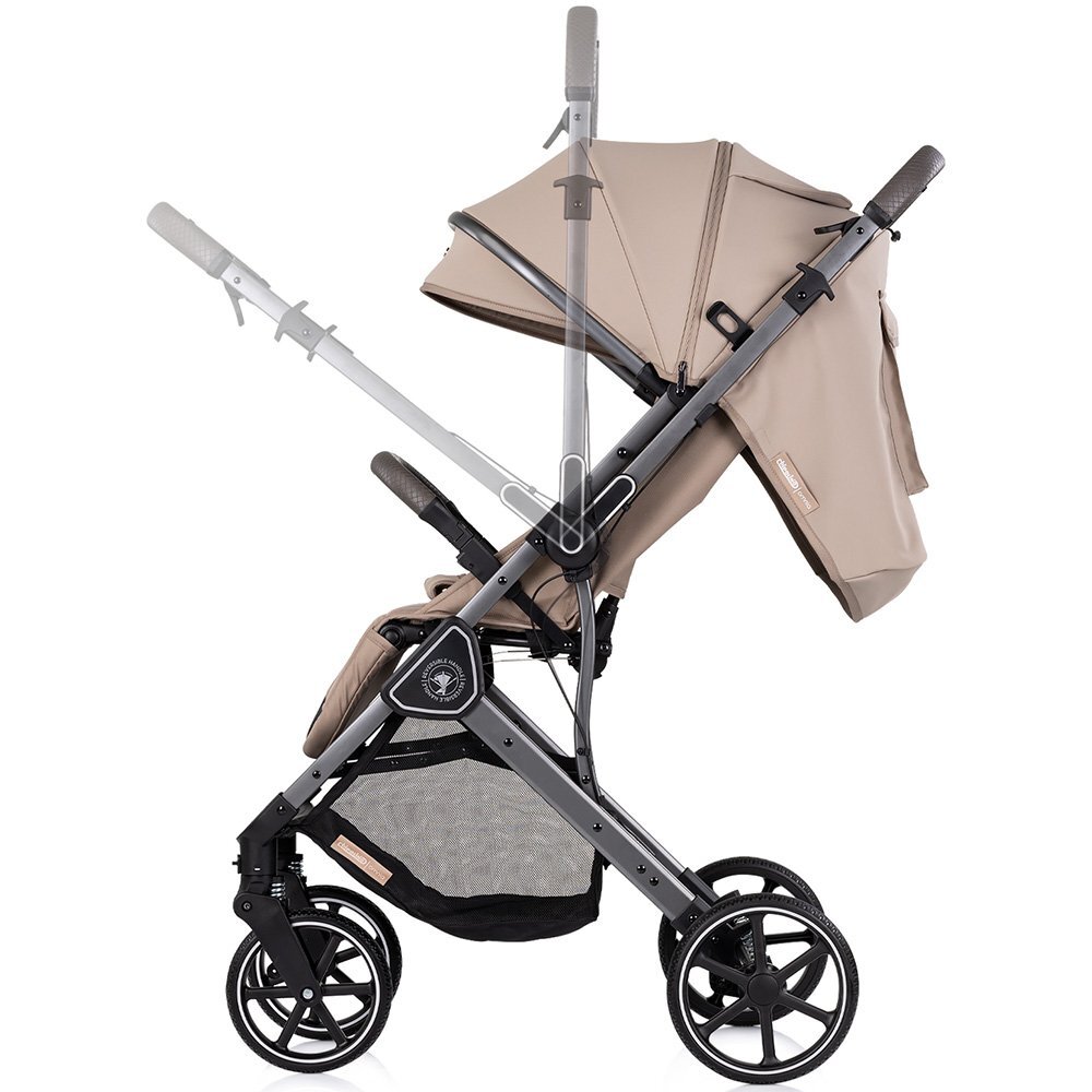 CHIPOLINO Carucior pentru copii Omnia Latte cu maner reversibil suport reglabil pentru picioare roti cu suspensii