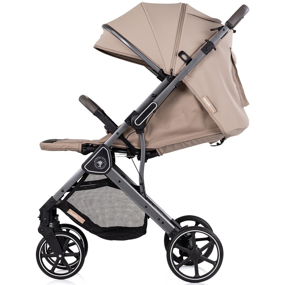 CHIPOLINO Carucior pentru copii Omnia Latte cu maner reversibil suport reglabil pentru picioare roti cu suspensii