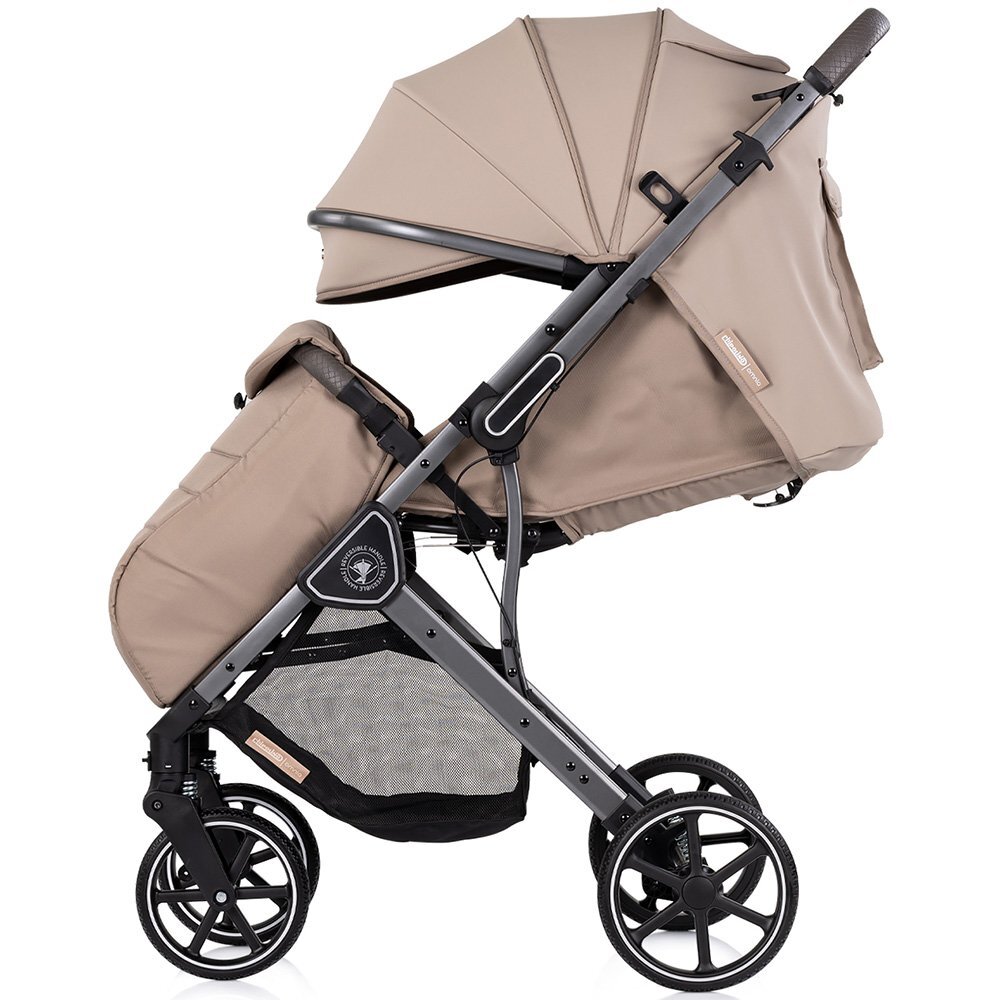 CHIPOLINO Carucior pentru copii Omnia Latte cu maner reversibil suport reglabil pentru picioare roti cu suspensii