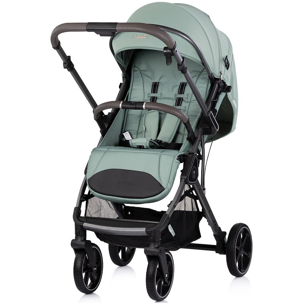 CHIPOLINO Carucior pentru copii Omnia Matcha cu maner reversibil suport reglabil pentru picioare roti cu suspensii