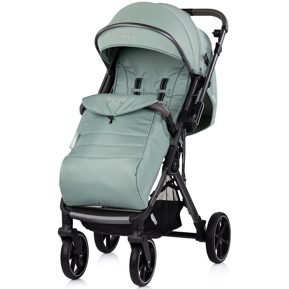 CHIPOLINO Carucior pentru copii Omnia Matcha cu maner reversibil suport reglabil pentru picioare roti cu suspensii