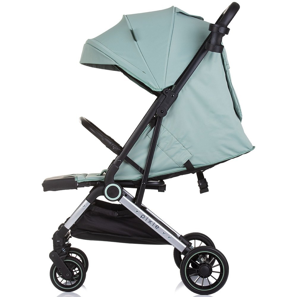 CHIPOLINO Carucior pentru copii Pixie basil cu spatar reglabil suspensii sistem tip troller suport reglabil pentru piciore
