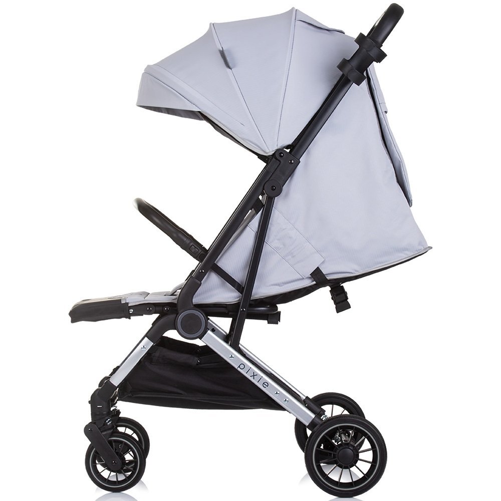 CHIPOLINO Carucior pentru copii Pixie cloud grey cu spatar reglabil suspensii sistem tip troller suport reglabil pentru picioare
