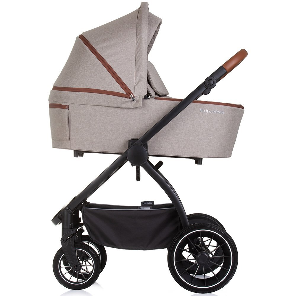 CHIPOLINO Carucior Prestige 3 in 1 tiramisu cu suspensii cadru din aluminiu rucsac husa picioare greutate admisa 22 kg