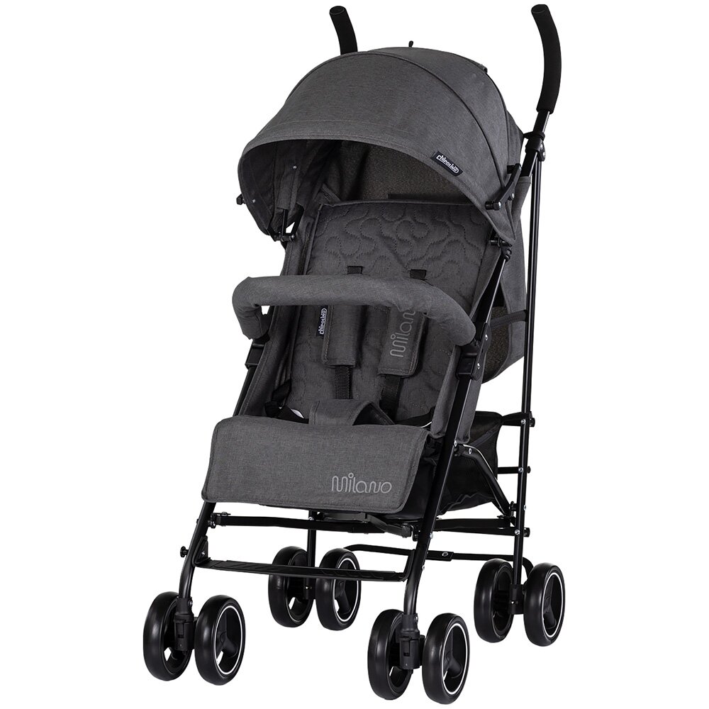 CHIPOLINO Carucior sport pentru copii Milano Charcoal spatar reglabil pliere tip umbrela suport de picioare reglabil greutate admisa 22 kg