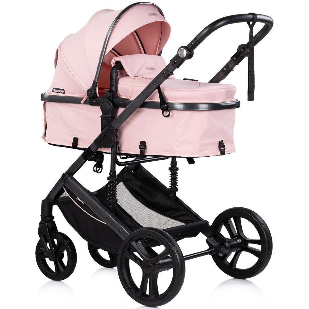 CHIPOLINO Carucior transformabil 3 in 1 pentru copii Amore Powder Pink cu suspensii sezut reversibil accesorii greutate suportata 22 kg