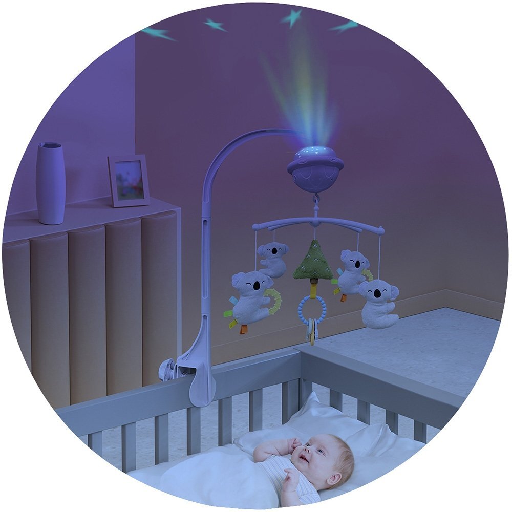 CHIPOLINO Carusel muzical pentru patut Koala cu proiector functie bluetooth volum reglabil prindere universala jucarii detasabile