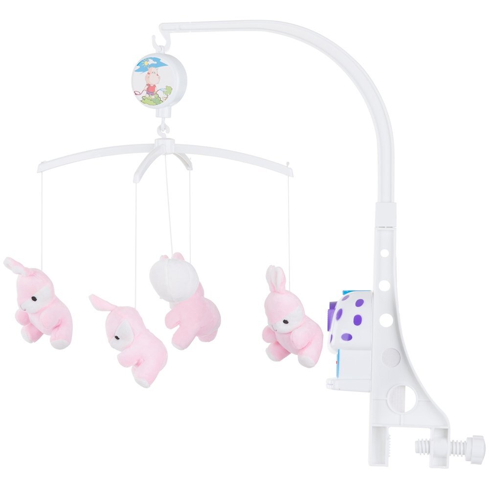 CHIPOLINO Carusel muzical pentru patut Pink rabbits