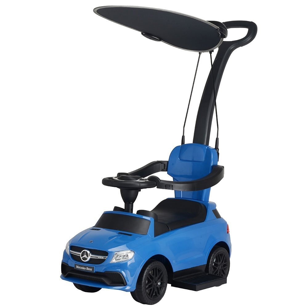 CHIPOLINO Masinuta copii de impins Mercedes AMG GLE 63 Blue cu maner si copertina reglabila bara de protectie suport pentru picioare spatiu de depozitare volan cu sunete