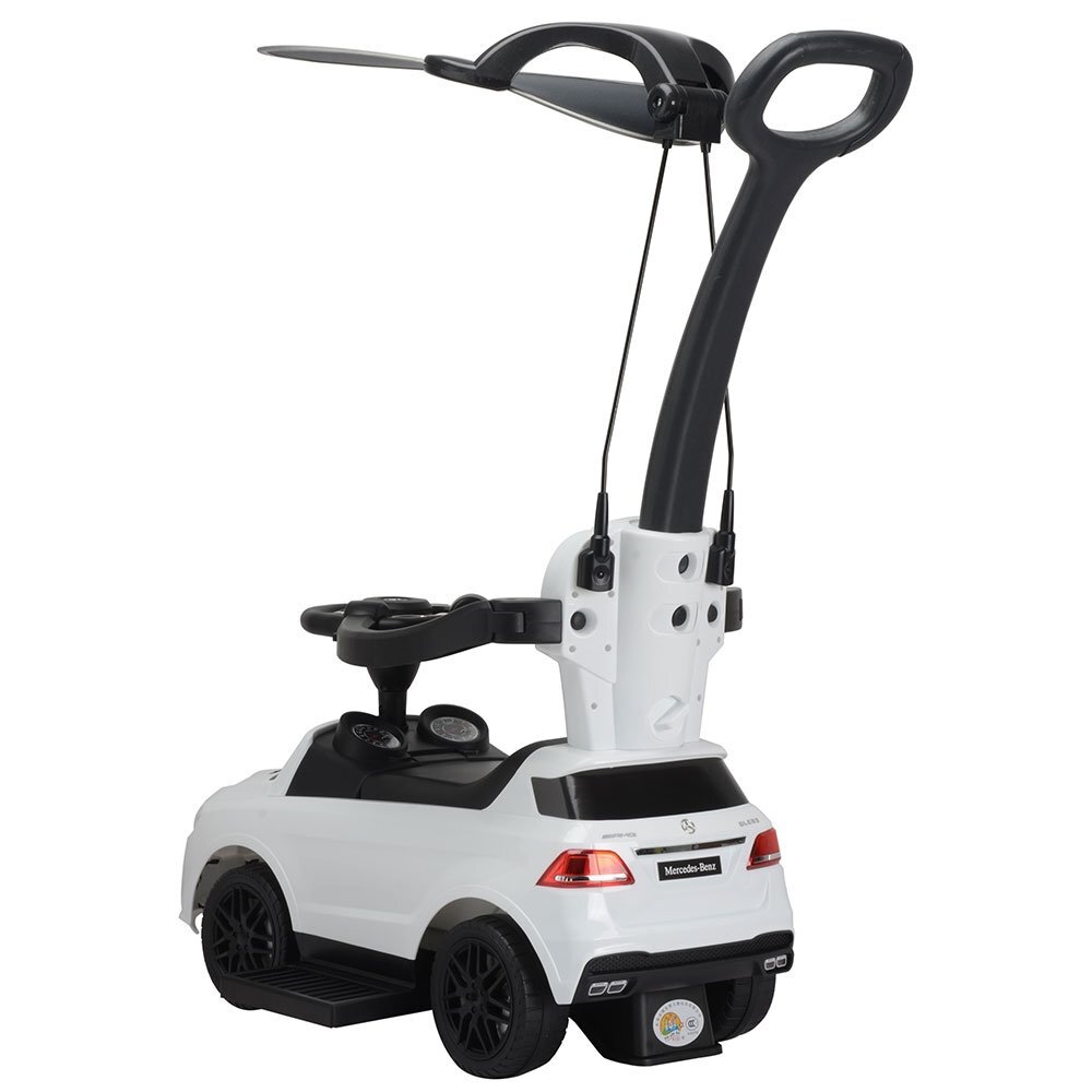 CHIPOLINO Masinuta copii de impins Mercedes AMG GLE 63 white cu maner si copertina reglabila bara de protectie suport pentru picioare spatiu de depozitare volan cu sunete