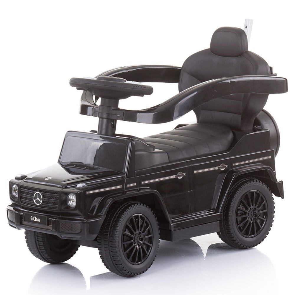 CHIPOLINO Masinuta copii de impins Mercedes G350 Black cu maner si copertina detasabile spatiu de depozitare sub sezut suport pentru picioare retractabil potrivita copiilor cu varsta mai mare de 1 an cu greutatea pana la 2
