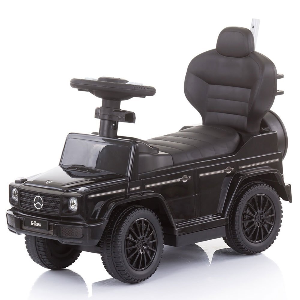 CHIPOLINO Masinuta copii de impins Mercedes G350 Black cu maner si copertina detasabile spatiu de depozitare sub sezut suport pentru picioare retractabil potrivita copiilor cu varsta mai mare de 1 an cu greutatea pana la 2