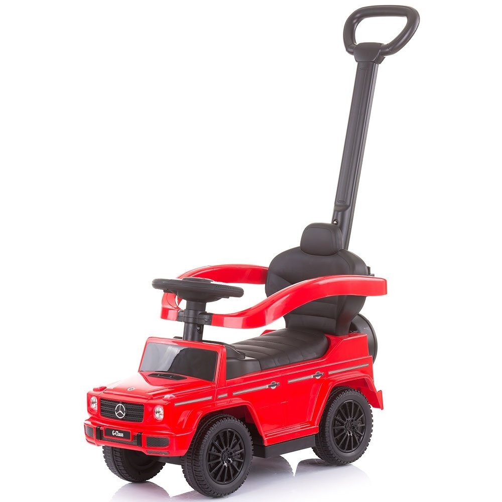 CHIPOLINO Masinuta copii de impins Mercedes G350 Red cu maner si copertina detasabile spatiu de depozitare sub sezut suport pentru picioare retractabil potrivita copiilor cu varsta mai mare de 1 an cu greutatea pana la 25