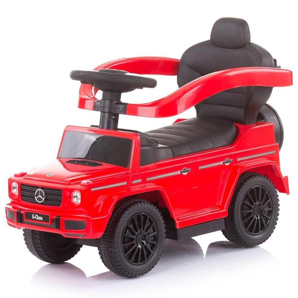 CHIPOLINO Masinuta copii de impins Mercedes G350 Red cu maner si copertina detasabile spatiu de depozitare sub sezut suport pentru picioare retractabil potrivita copiilor cu varsta mai mare de 1 an cu greutatea pana la 25