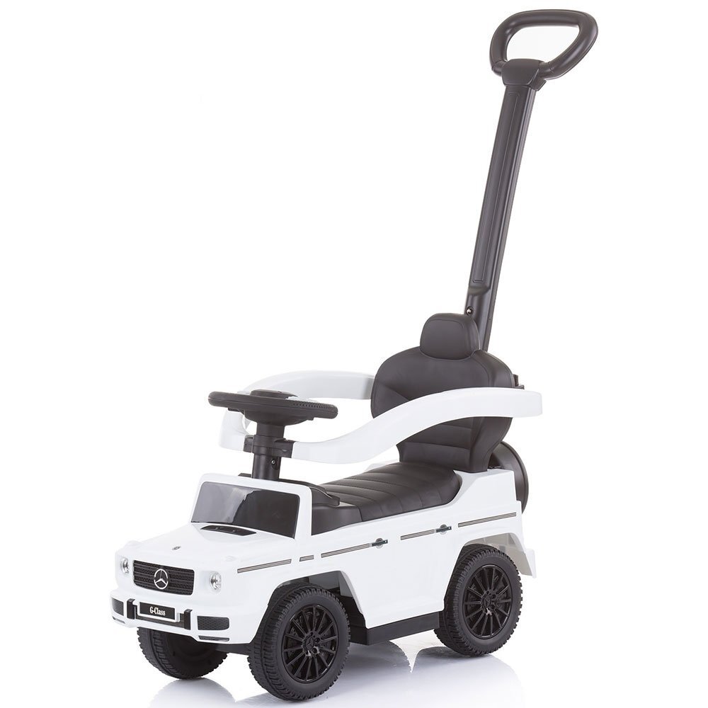 CHIPOLINO Masinuta copii de impins Mercedes G350 white cu maner si copertina detasabile spatiu de depozitare sub sezut suport pentru picioare retractabil potrivita copiilor cu varsta mai mare de 1 an cu greutatea pana la 2