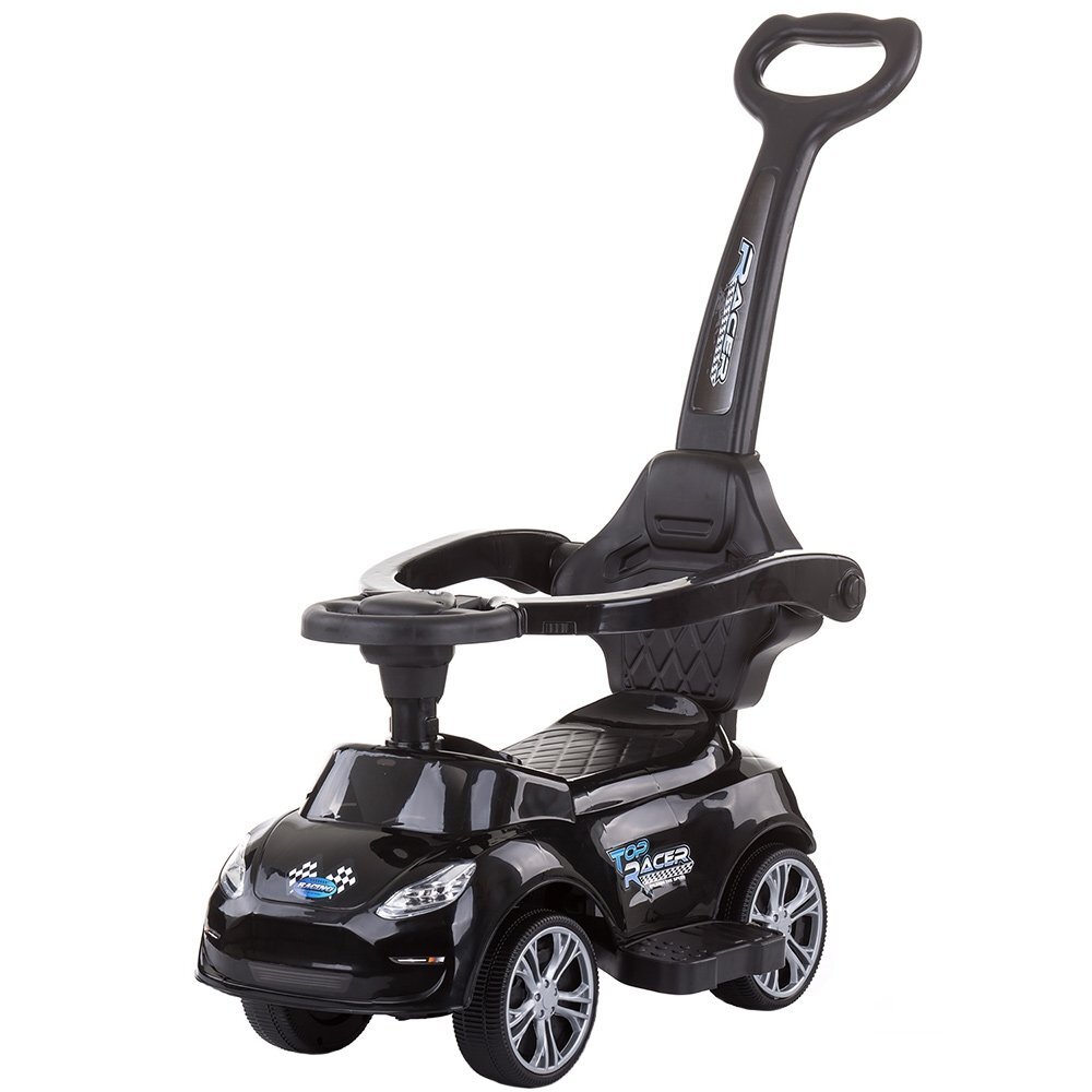 CHIPOLINO Masinuta copii de impins Turbo Black cu maner si bara de siguranta detasabile suport pentru picioare sezut cu spatar potrivita copiilor cu varsta mai mare de 3 ani cu greutatea pana la 23 kg