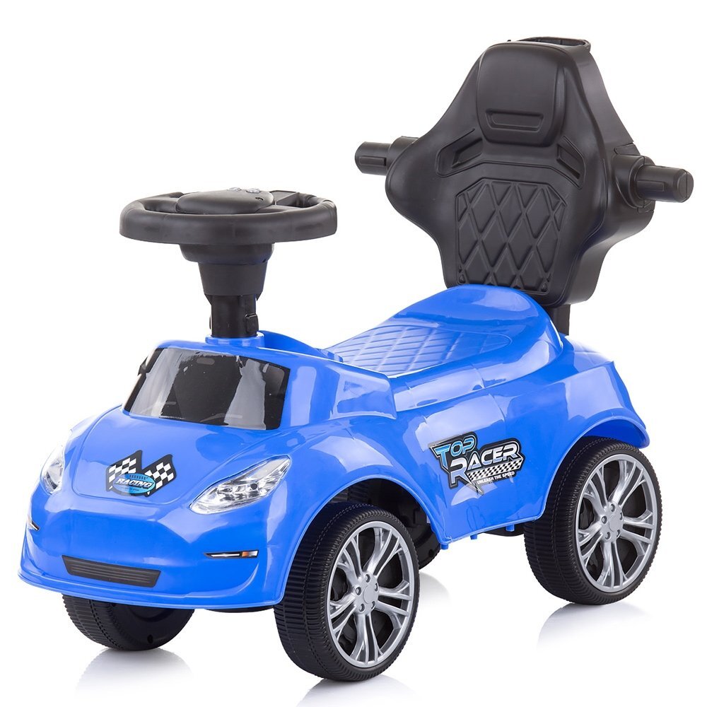 CHIPOLINO Masinuta copii de impins Turbo Blue cu maner si bara de siguranta detasabile suport pentru picioare sezut cu spatar potrivita copiilor cu varsta mai mare de 3 ani cu greutatea pana la 23 kg