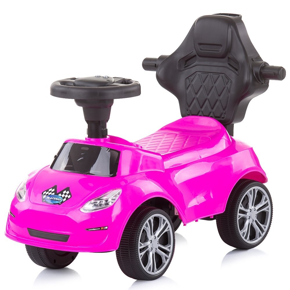 CHIPOLINO Masinuta copii de impins Turbo Pink cu maner si bara de siguranta detasabile suport pentru picioare sezut cu spatar potrivita copiilor cu varsta mai mare de 3 ani cu greutatea pana la 23 kg