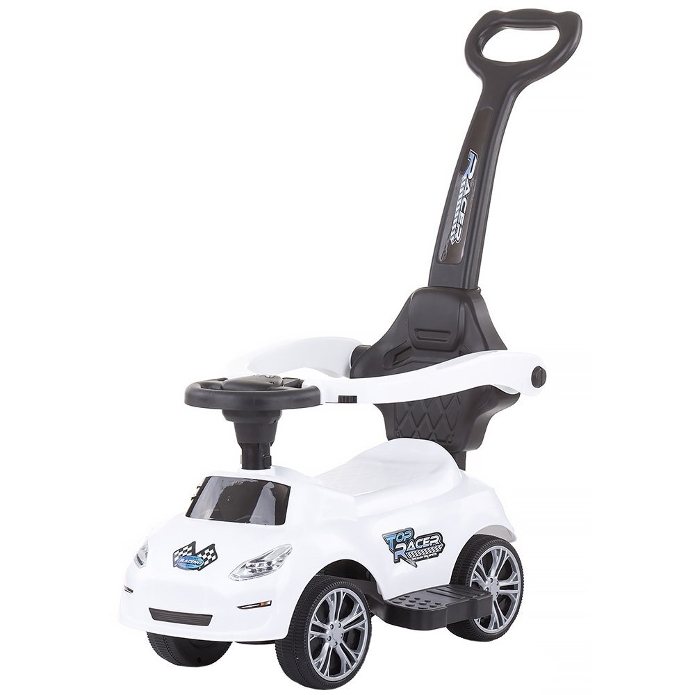 CHIPOLINO Masinuta copii de impins Turbo white cu maner si bara de siguranta detasabile suport pentru picioare sezut cu spatar potrivita copiilor cu varsta mai mare de 3 ani cu greutatea pana la 23 kg