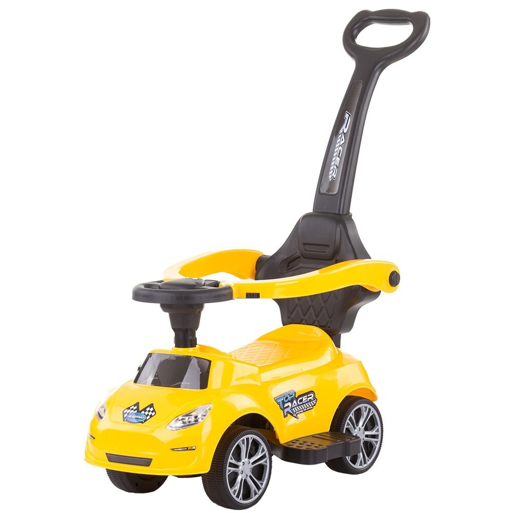 CHIPOLINO Masinuta copii de impins Turbo Yellow cu maner si bara de siguranta detasabile suport pentru picioare sezut cu spatar potrivita copiilor cu varsta mai mare de 3 ani cu greutatea pana la 23 kg