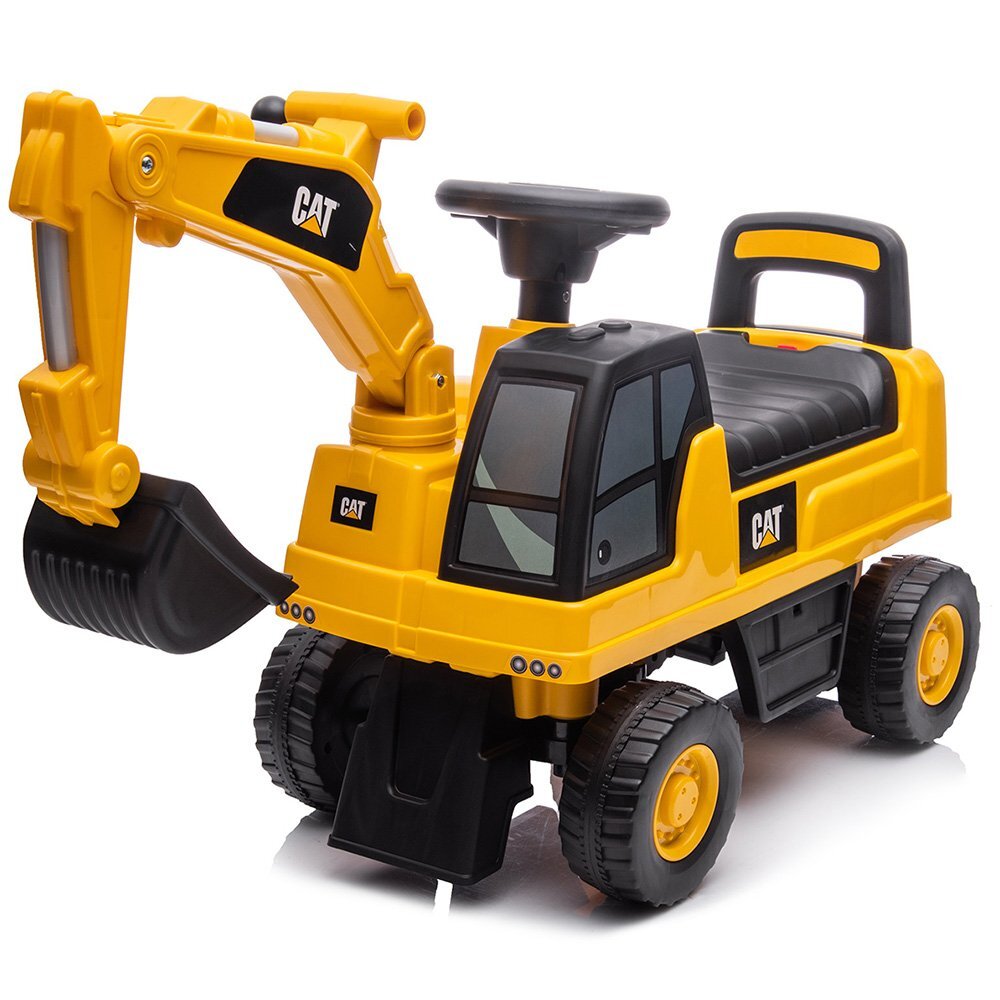 CHIPOLINO Masinuta de impins CAT Excavator yellow cu spatiu pentru depozitare volan cu sunete greutate admisa 25 kg