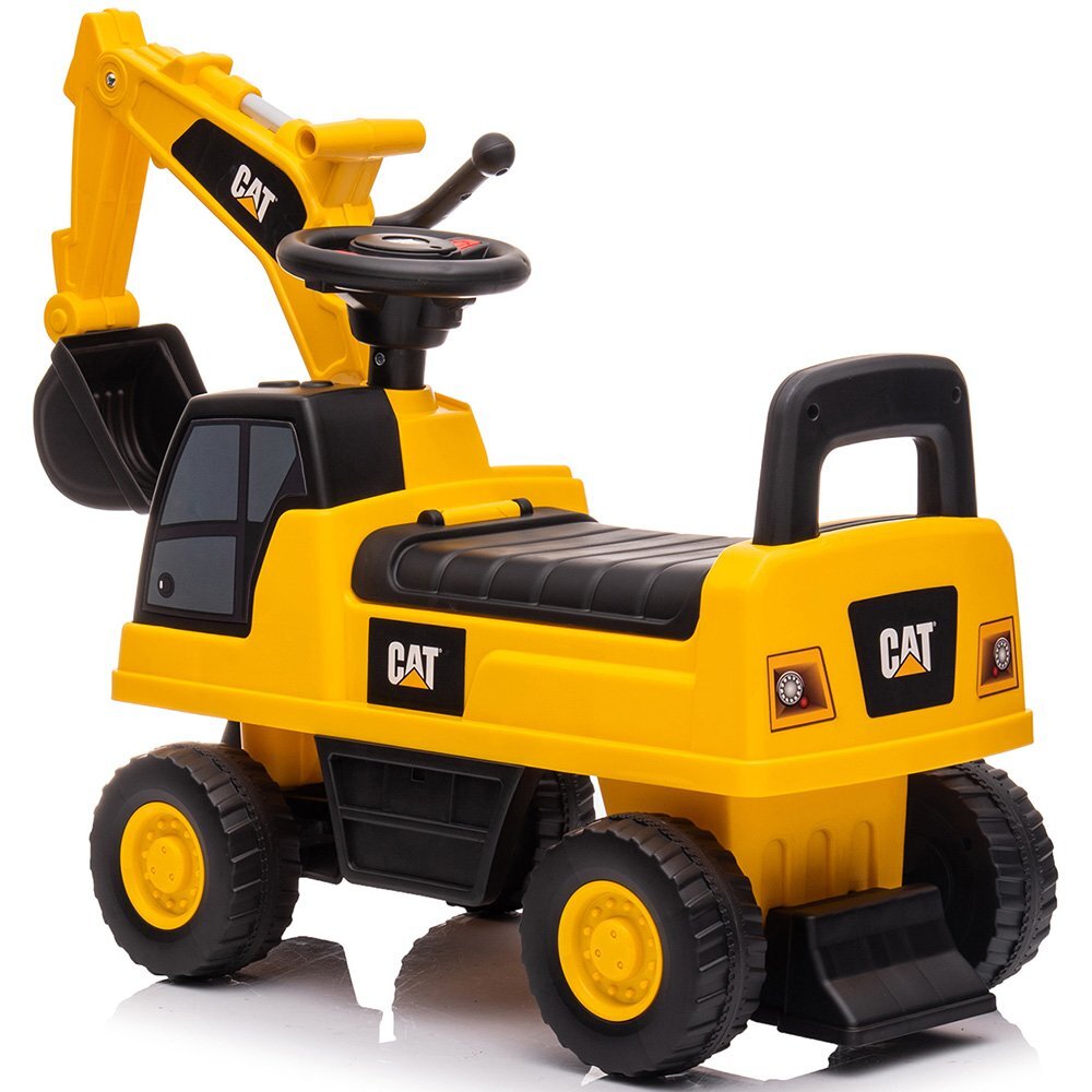 CHIPOLINO Masinuta de impins CAT Excavator yellow cu spatiu pentru depozitare volan cu sunete greutate admisa 25 kg