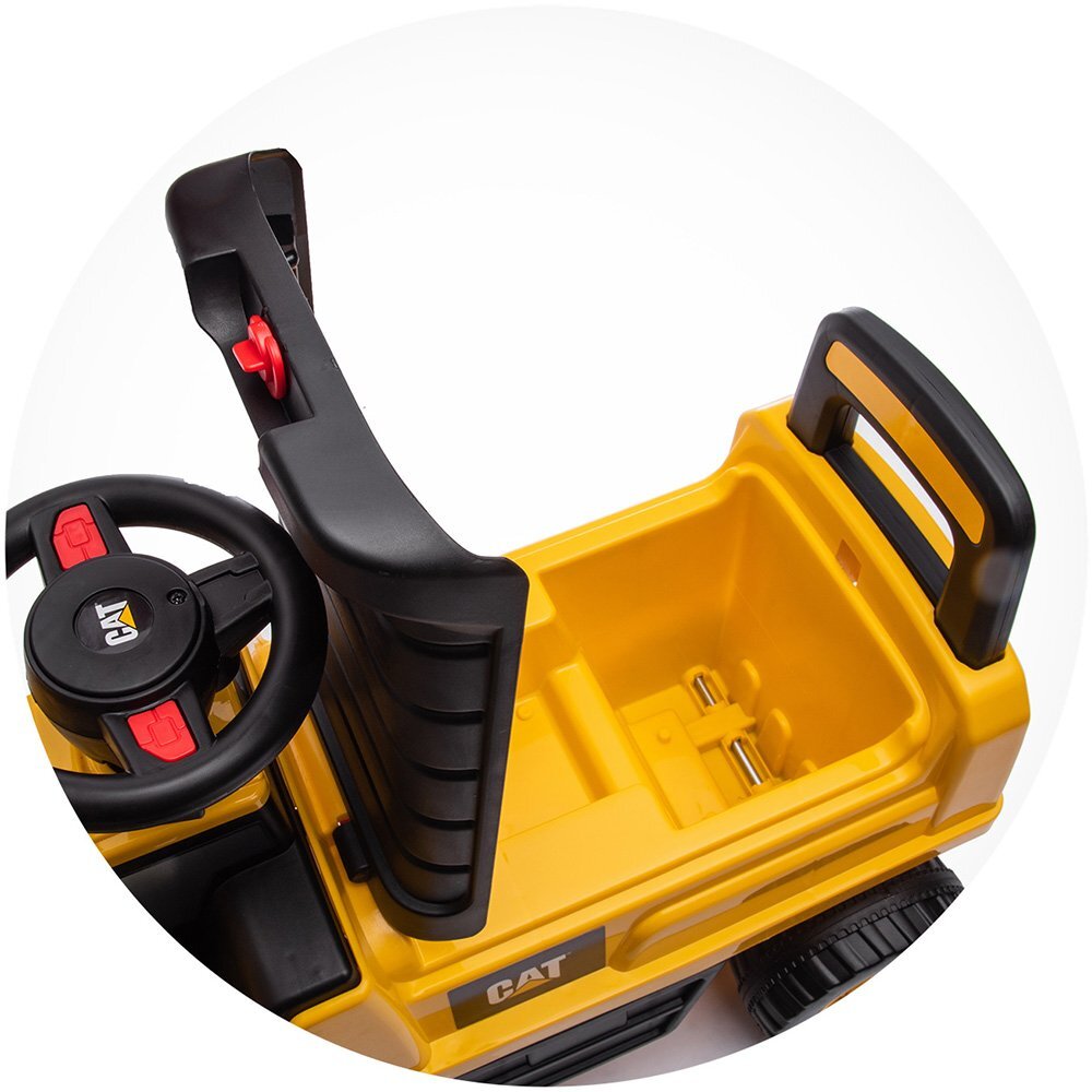 CHIPOLINO Masinuta de impins CAT Excavator yellow cu spatiu pentru depozitare volan cu sunete greutate admisa 25 kg