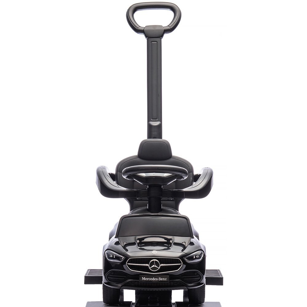 CHIPOLINO Masinuta de impins cu maner Mercedes Benz C-Class Black cu bara de siguranta suport pentru picioare spatiu depozitare volan cu sunete greutate admisa 25 kg