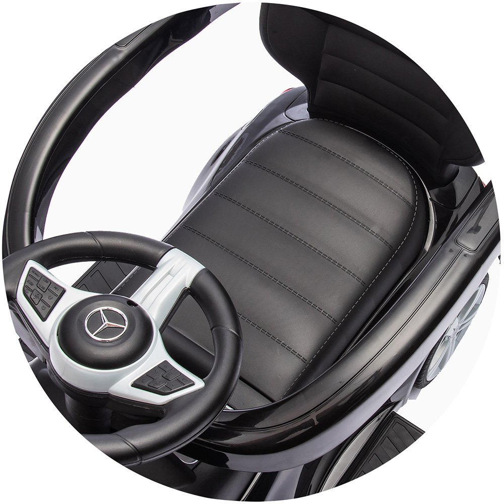 CHIPOLINO Masinuta de impins cu maner Mercedes Benz C-Class Black cu bara de siguranta suport pentru picioare spatiu depozitare volan cu sunete greutate admisa 25 kg