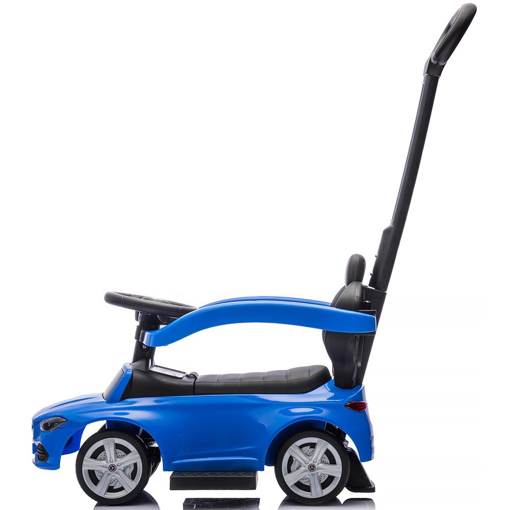 CHIPOLINO Masinuta de impins cu maner Mercedes Benz C-Class Blue cu bara de siguranta suport pentru picioare spatiu depozitare volan cu sunete greutate admisa 25 kg