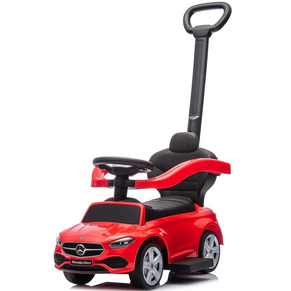 CHIPOLINO Masinuta de impins cu maner Mercedes Benz C-Class Red cu bara de siguranta suport pentru picioare spatiu depozitare volan cu sunete greutate admisa 25 kg